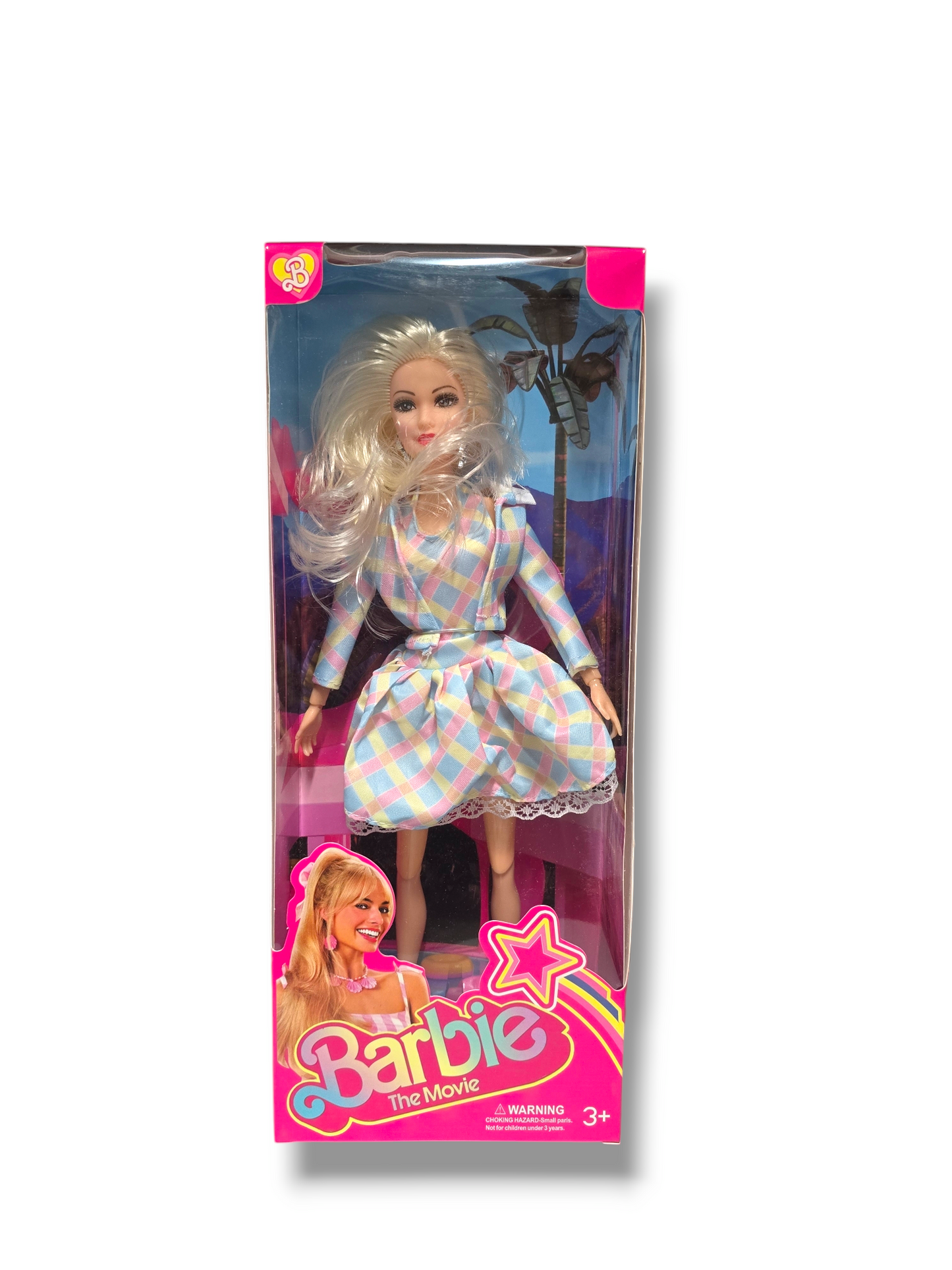 Lelle bārbija ar gaišiem matiem un gaišu kleitu