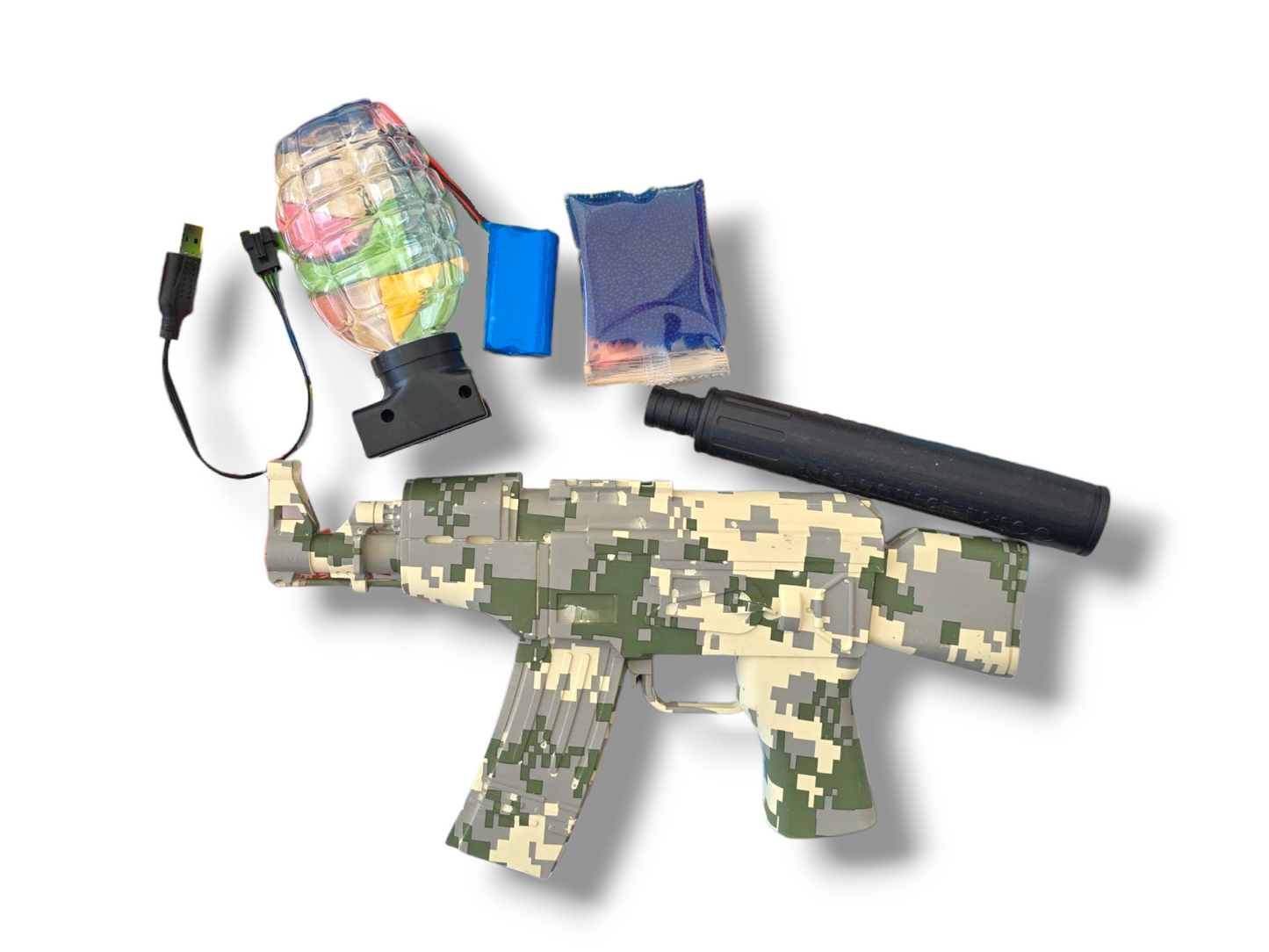 Gēla bumbiņu automāts AK47, kamuflāžas krāsā