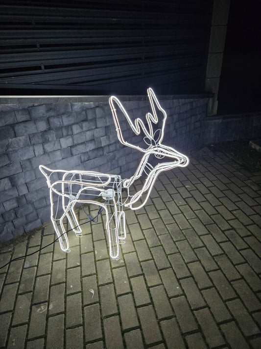 Izgaismots Neona LED  briedis ar kustīgu galvu, āra dekorācijām 110cm (Cenā iekļauta piegāde)