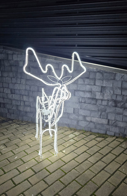 Izgaismots Neona LED  briedis ar kustīgu galvu, āra dekorācijām 110cm (Cenā iekļauta piegāde)