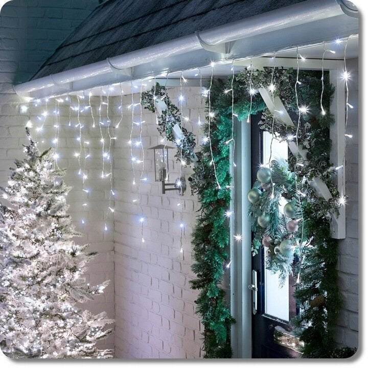 Āra lampiņu virtene Lāstekas, 300 LED, 14,5 m, auksti balta