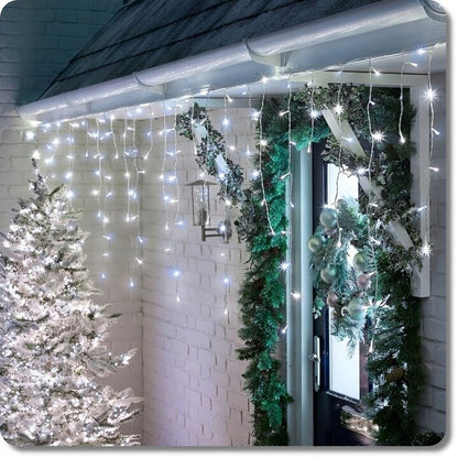 Āra lampiņu virtene Lāstekas, 300 LED, 14,5 m, auksti balta