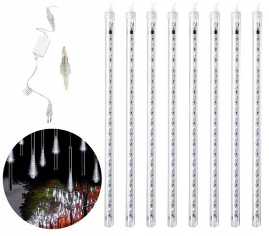 Lāstekas Meteor lietus 50cm lampiņas, 4.1m, auksti baltas