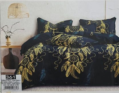 Gultas veļas komplekts Fashion Home,180x220cm, 4 daļas, melns ar sapņu ķērājiem