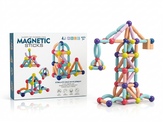 Magnētiskais konstruktors "Magnetic Sticks" – bezgala daudz radošu iespēju!(76 detaļas)