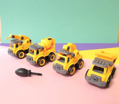 Kravas automašīnas ar skrūvgriezi DIY, 4 gab.Dzeltena