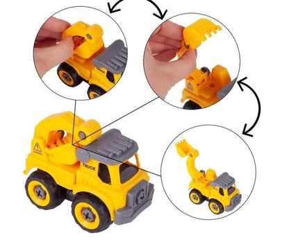 Kravas automašīnas ar skrūvgriezi DIY, 4 gab.Dzeltena