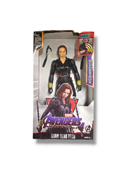 Figūriņa Avengers melnā atraitne ar ieročiem ar skaņām, 28 cm (Bojāts iepakojums)