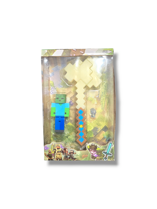 Minecraft figūra +LED cirvis (Bojāts iepakojums)