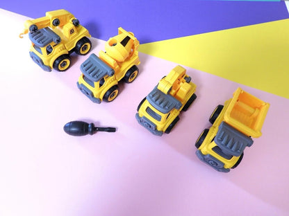 Kravas automašīnas ar skrūvgriezi DIY, 4 gab.Dzeltena