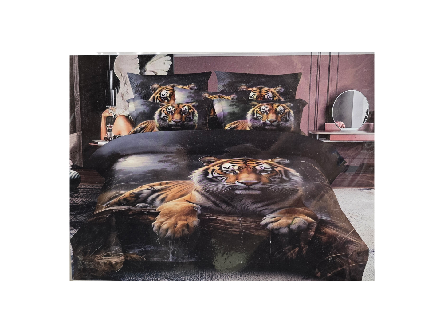 Gultas veļas komplekts Milano,200x220cm, 4 daļas, melns ar lauvu