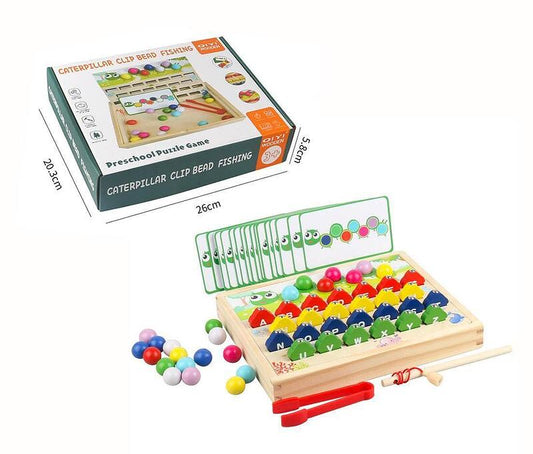 Koka spēle 2 in 1 ar bumbiņām un magnetiskām zivtiņām