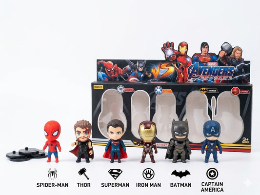 Supervaroņu figūriņu komplekts "Heroes Return" | Betmens, Zirnekļcilvēks, Tors, Dzelzs vīrs, Kapteinis Amerika un Supermens