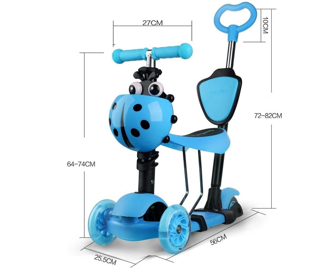 Skrejritenis ar stumšanas rokturi Scooter 5in1, oranžs