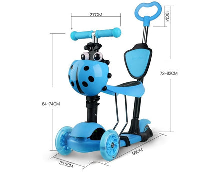 Skrejritenis ar stumšanas rokturi Scooter 5in1, oranžs
