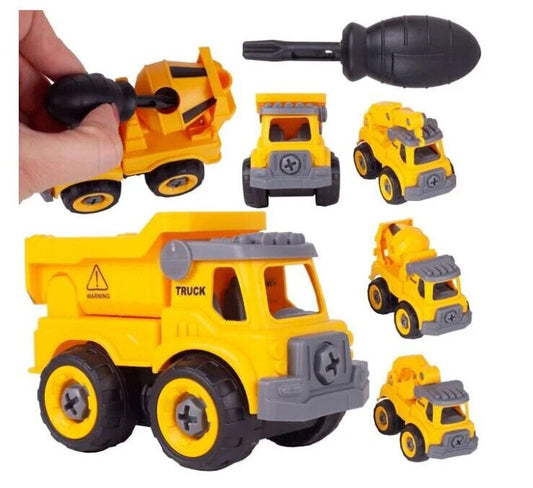 Kravas automašīnas ar skrūvgriezi DIY, 4 gab.Dzeltena