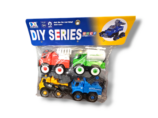 Kravas automašīnas ar skrūvgriezi DIY, 4 gab. Krāsainas